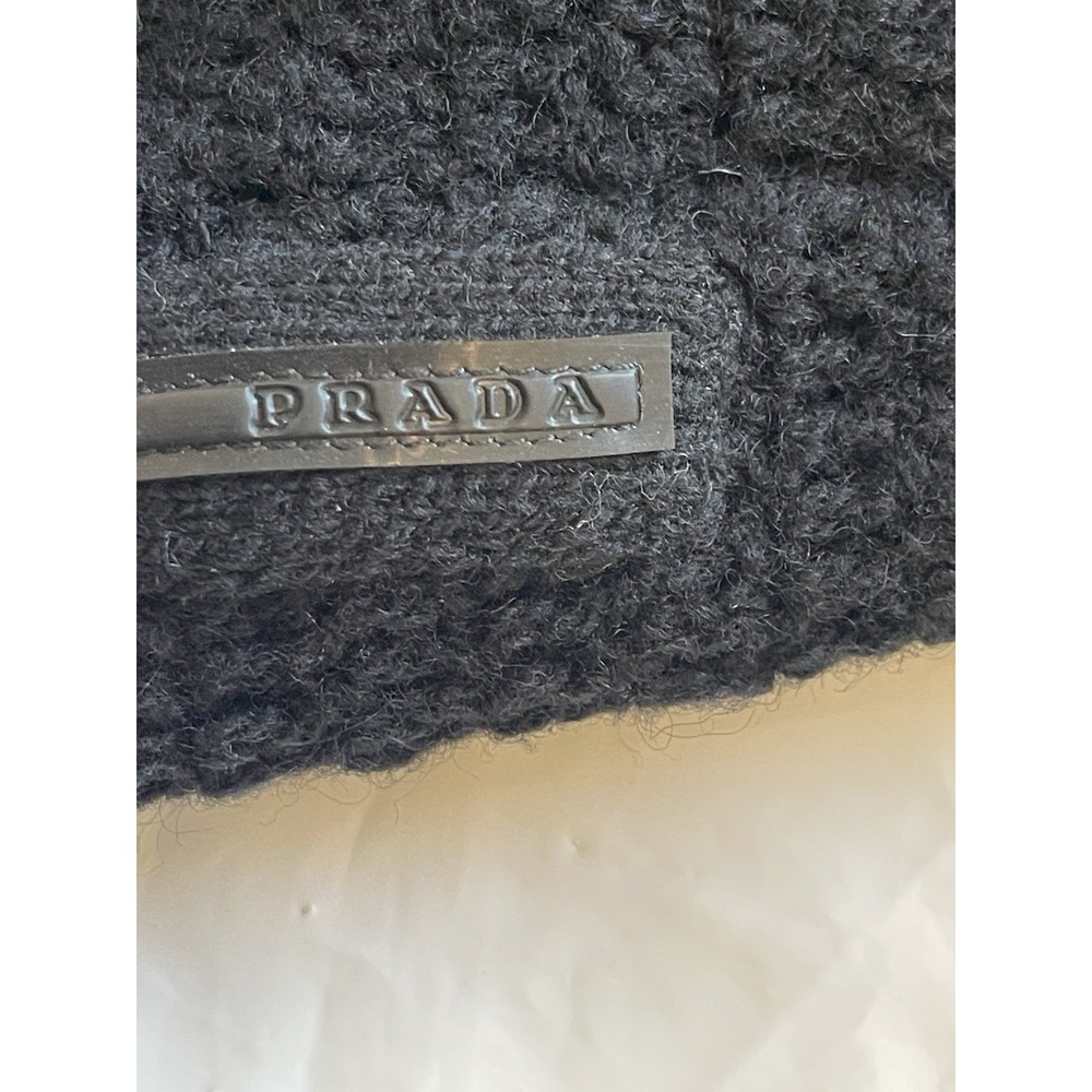 Women's Wool Prada Open Knit Crochet Vest Size 42 ( US 4/6) Granny Core Black - Picture 5 of 7